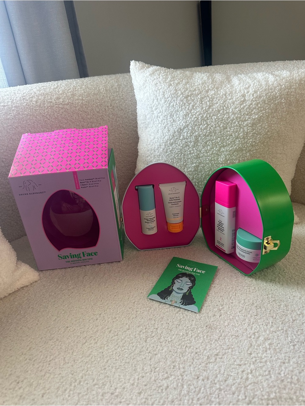 Drunk Elephant Saving Face Skincare Set - Green & Pink